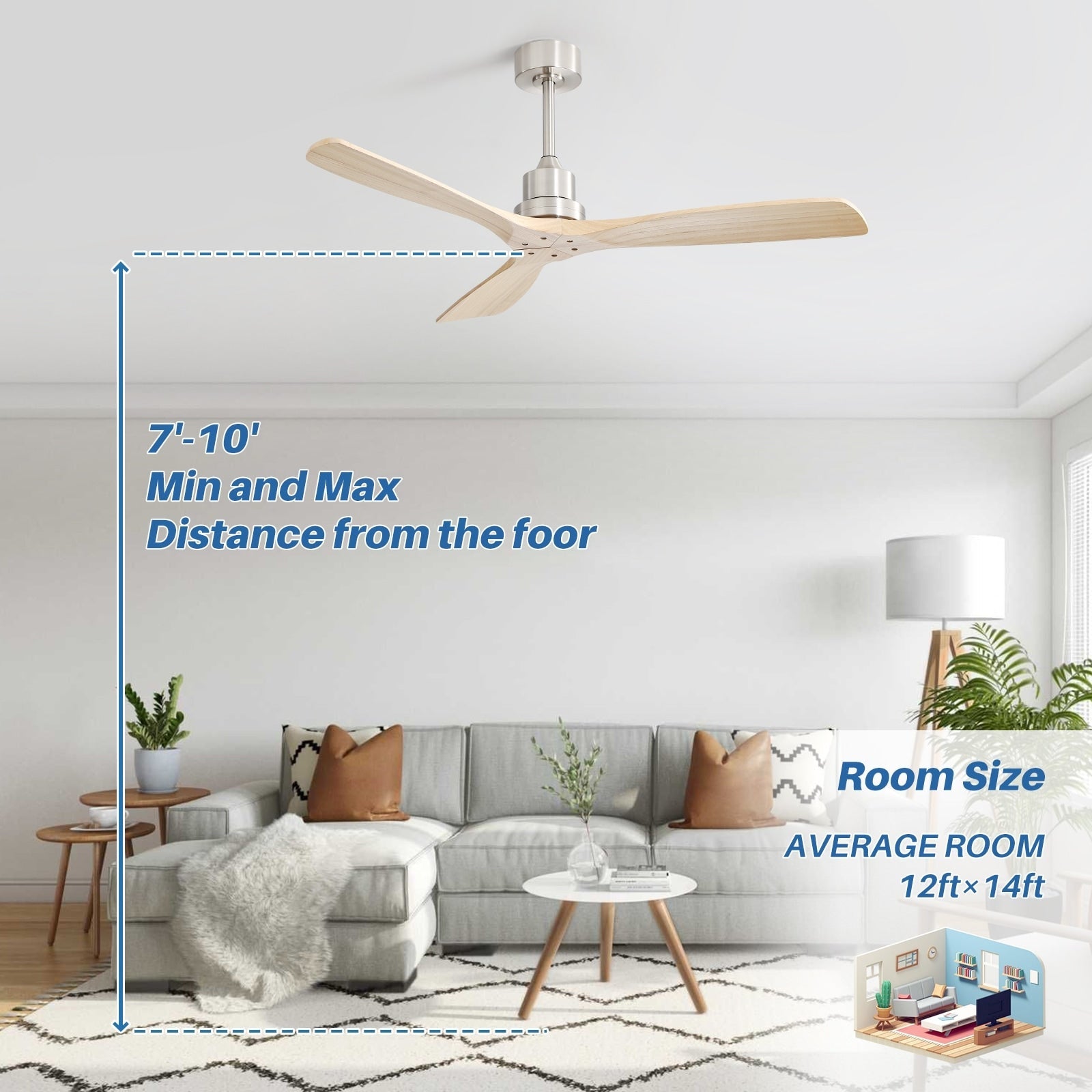 Sofucor 52 Indoor Wood Ceiling Fan Light with Remote, Integrated Light Optional