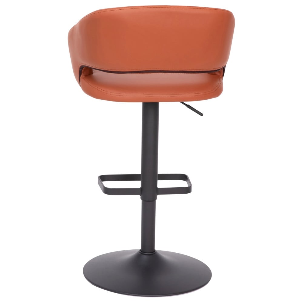 Modern Upholstered Adjustable-Height Barstool with Rounded Back