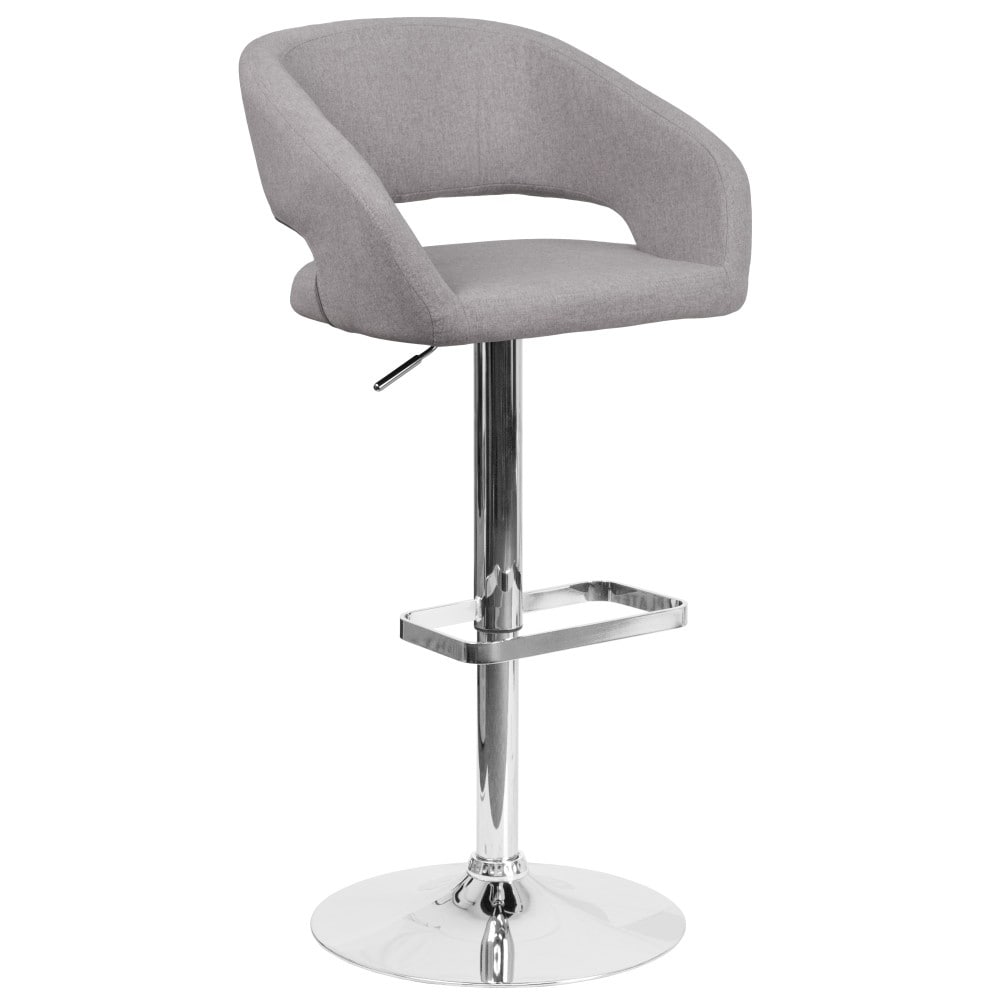 Modern Upholstered Adjustable-Height Barstool with Rounded Back