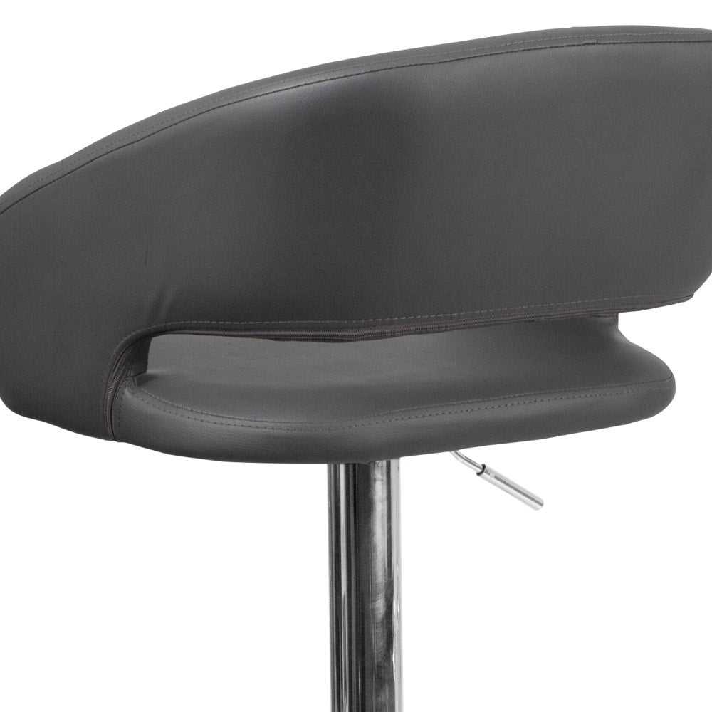 Modern Upholstered Adjustable-Height Barstool with Rounded Back