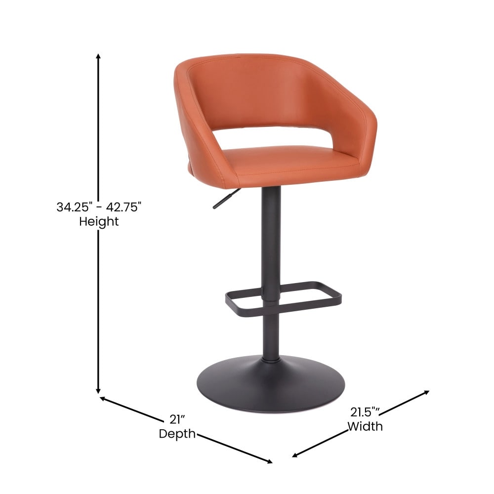 Modern Upholstered Adjustable-Height Barstool with Rounded Back