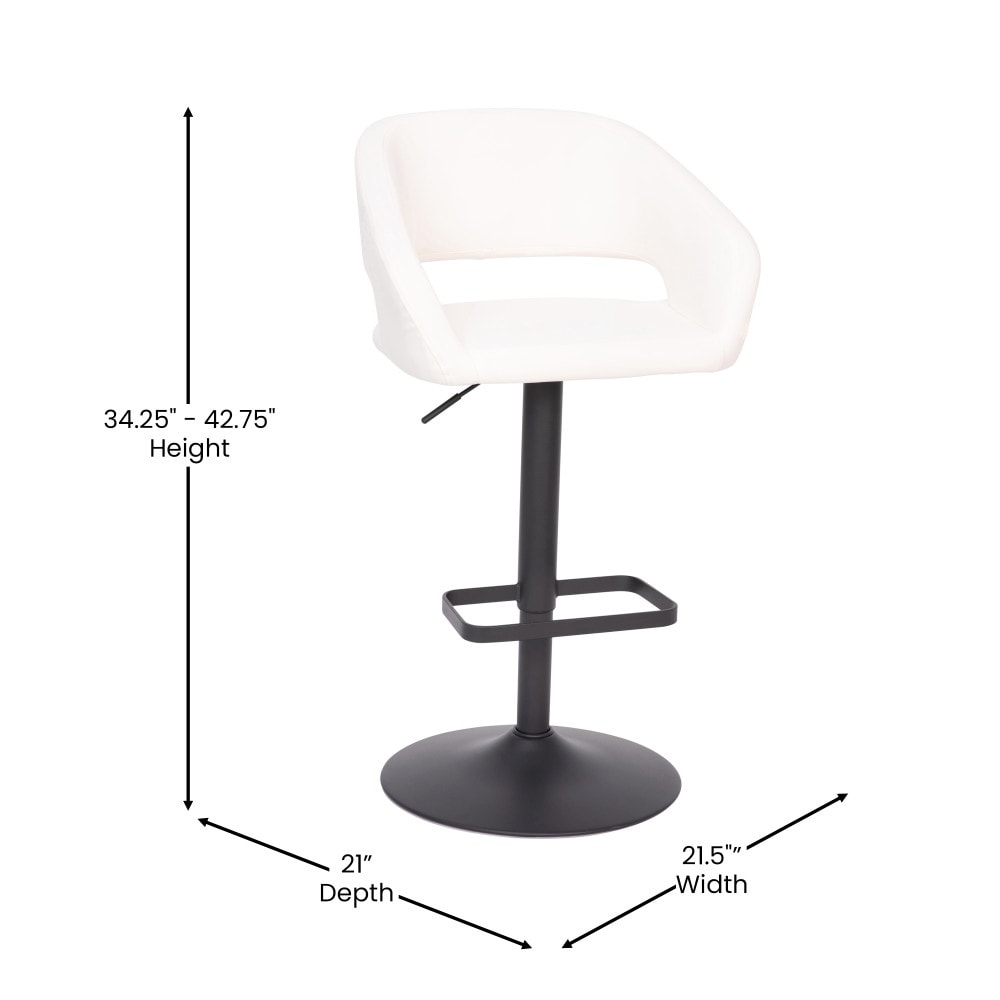 Modern Upholstered Adjustable-Height Barstool with Rounded Back