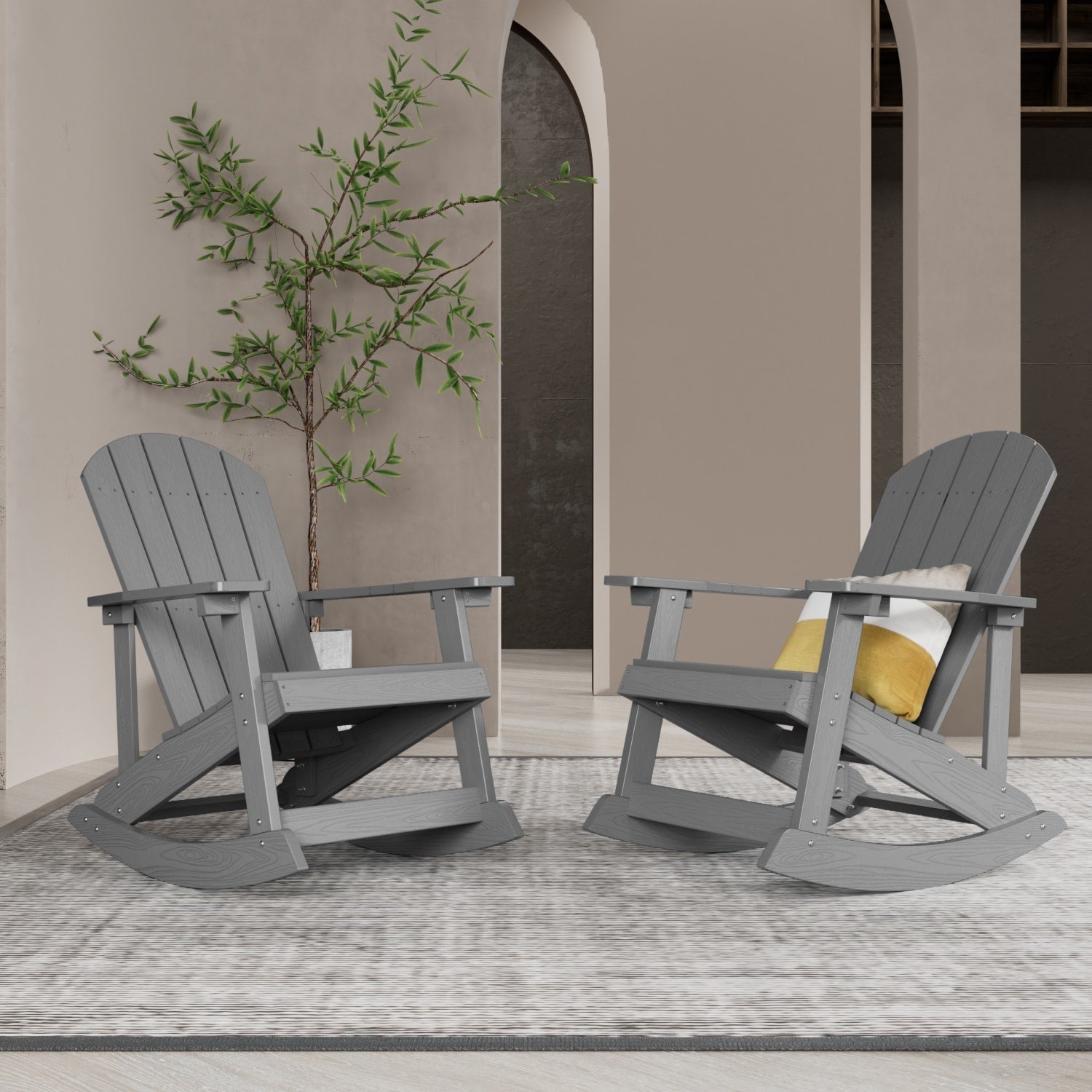 WINSOON All Weather Outdoor Rocking Chair, Set of 2