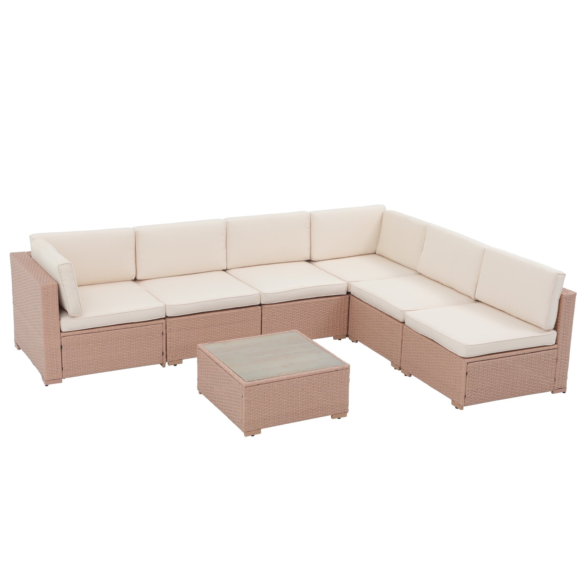 Wicker/ Steel 7-piece Outdoor Cushioned Sectional Sofa Set