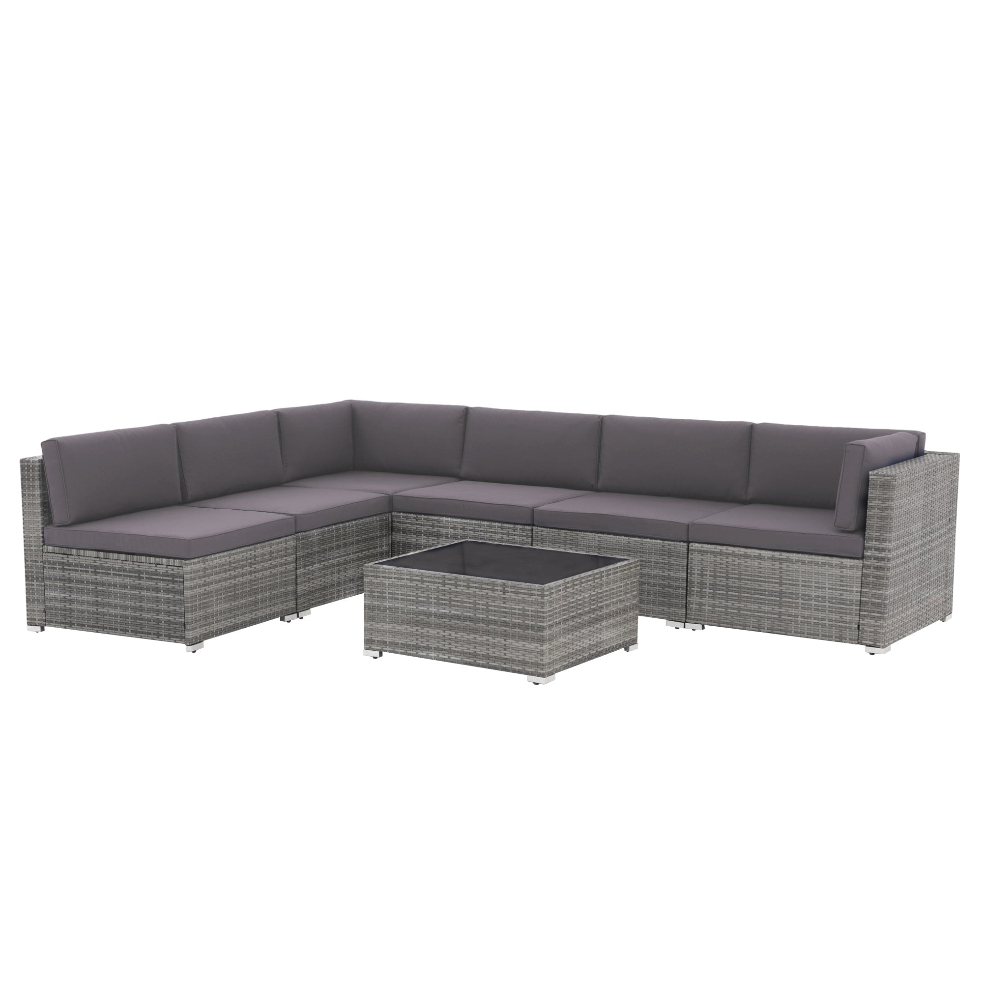 Wicker/ Steel 7-piece Outdoor Cushioned Sectional Sofa Set