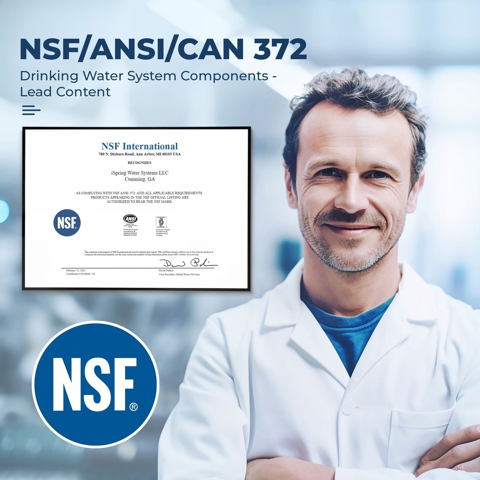 iSpring WSP100ARJ NSF Certified Spin-Down Sediment Water Filter, Jumbo Size, Reusable w/ Touch-Screen Flush Module, 100 Microns