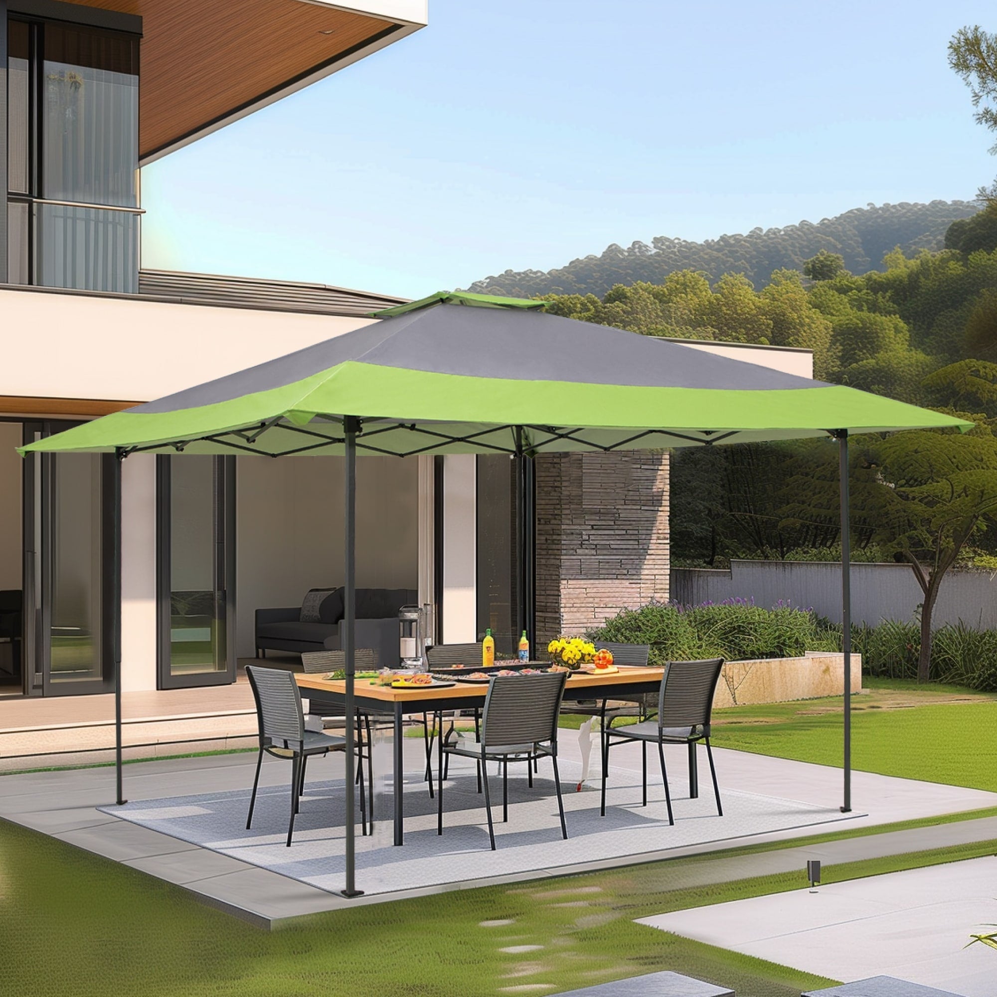 13' x 13' Outdoor Canopy Patio Gazebo Reinforced garden Pop-up Canopy Tentwith Elegant Corner Curtain - 13x13ft