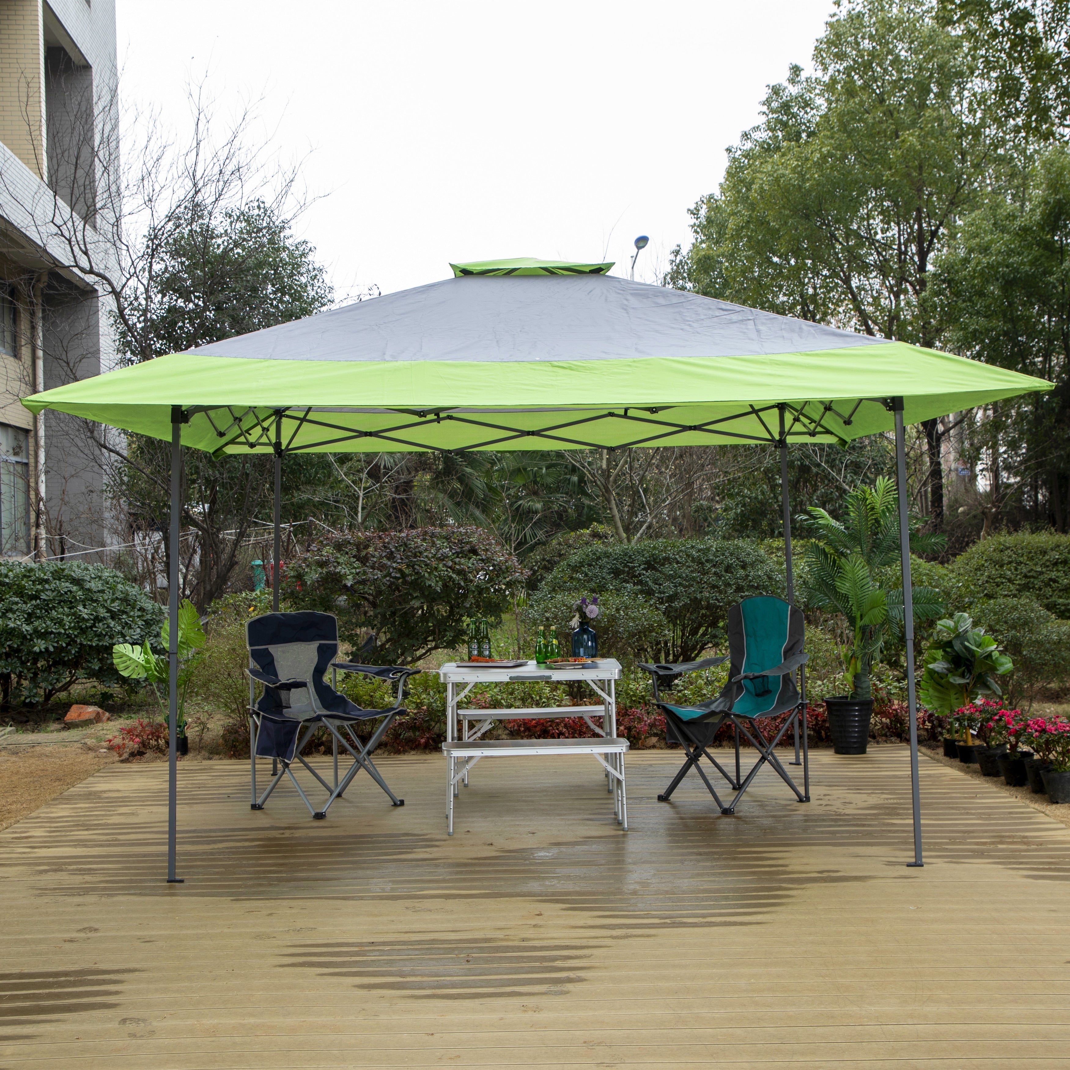 13' x 13' Outdoor Canopy Patio Gazebo Reinforced garden Pop-up Canopy Tentwith Elegant Corner Curtain - 13x13ft
