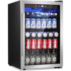 145 Can Beverage Refrigerator, 4.4Cu.Ft. Mini Fridge with Glass Door for Soda, Beer, Wine – Clear Front for Home, Office, or Bar