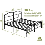 14 In High Heavy Duty Metal Bed Frame with Vintage Style, Supports Up To 2500lbs, Easy Assembly and No Squeak