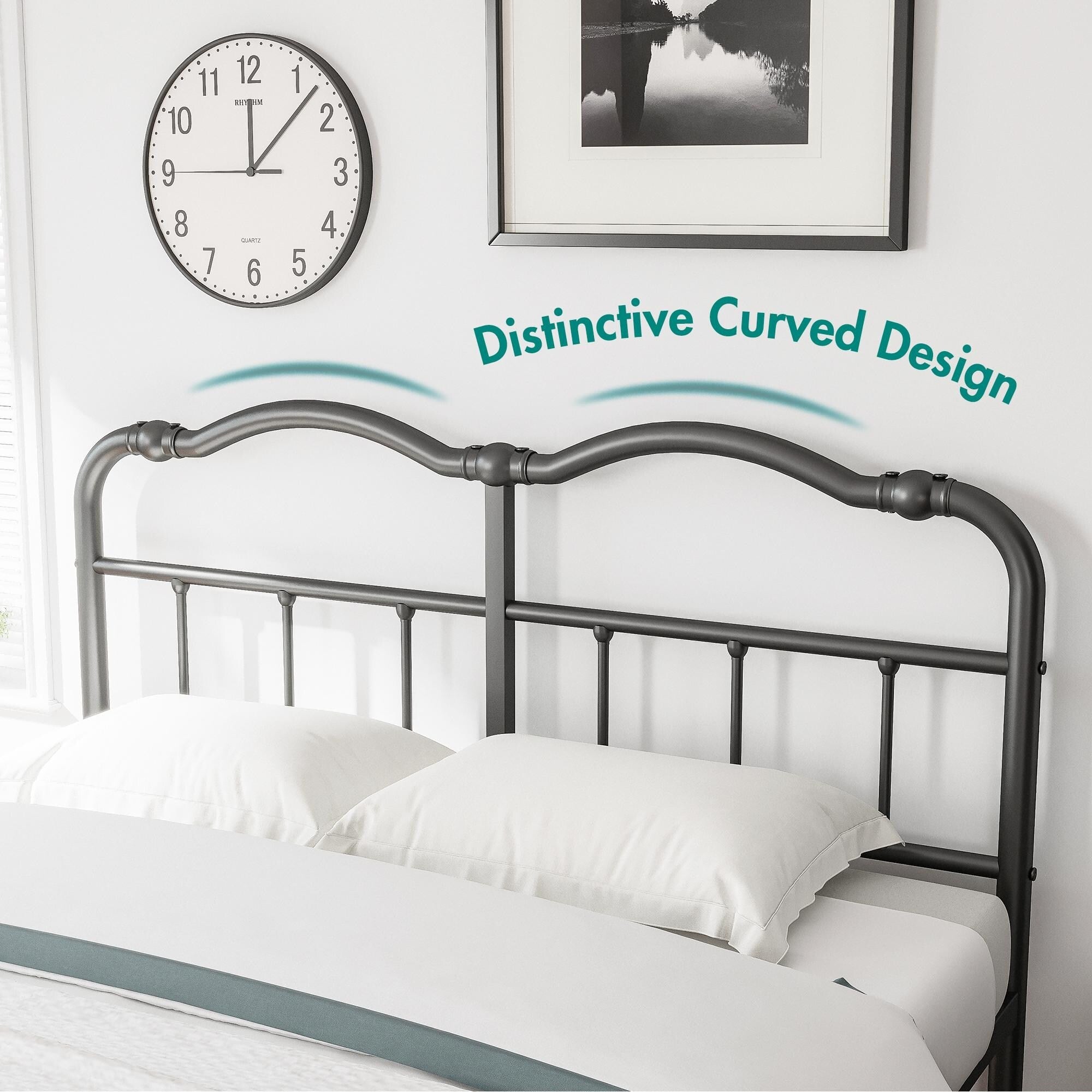 14 In High Heavy Duty Metal Bed Frame with Vintage Style, Supports Up To 2500lbs, Easy Assembly and No Squeak