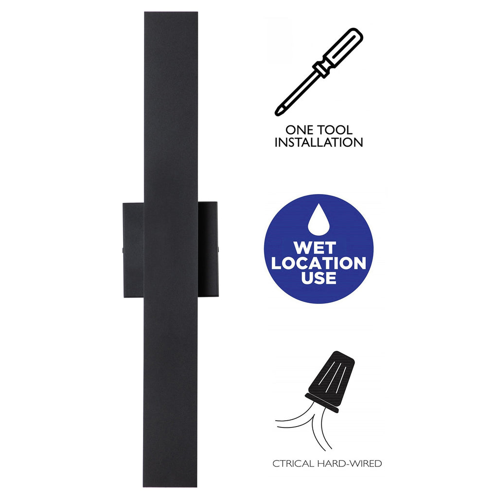 C Cattleya 2-Light Matte Black Aluminum LED Outdoor Wall Sconce