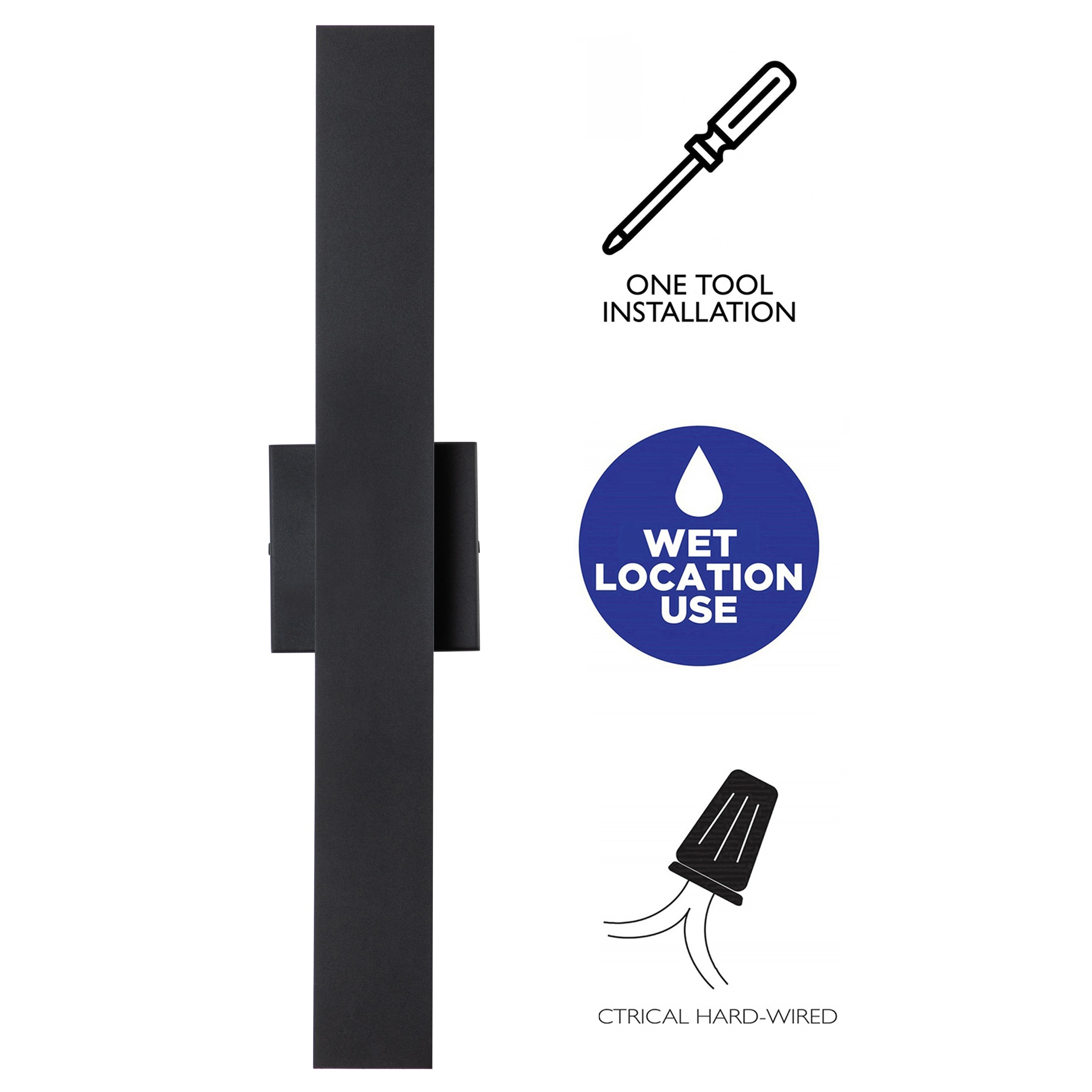 C Cattleya 2-Light Matte Black Aluminum LED Outdoor Wall Sconce