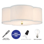 2-Light White Linen Flush Mount with Acrylic diffuser