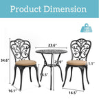 3-Piece Aluminum Outdoor Patio Butterfly Table and Chairs with Umbrella Hole