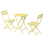 3-Piece Minimalist Patio Bistro Set of Foldable Round Table & Chairs - 3-Piece-Patio-Bistro-Set