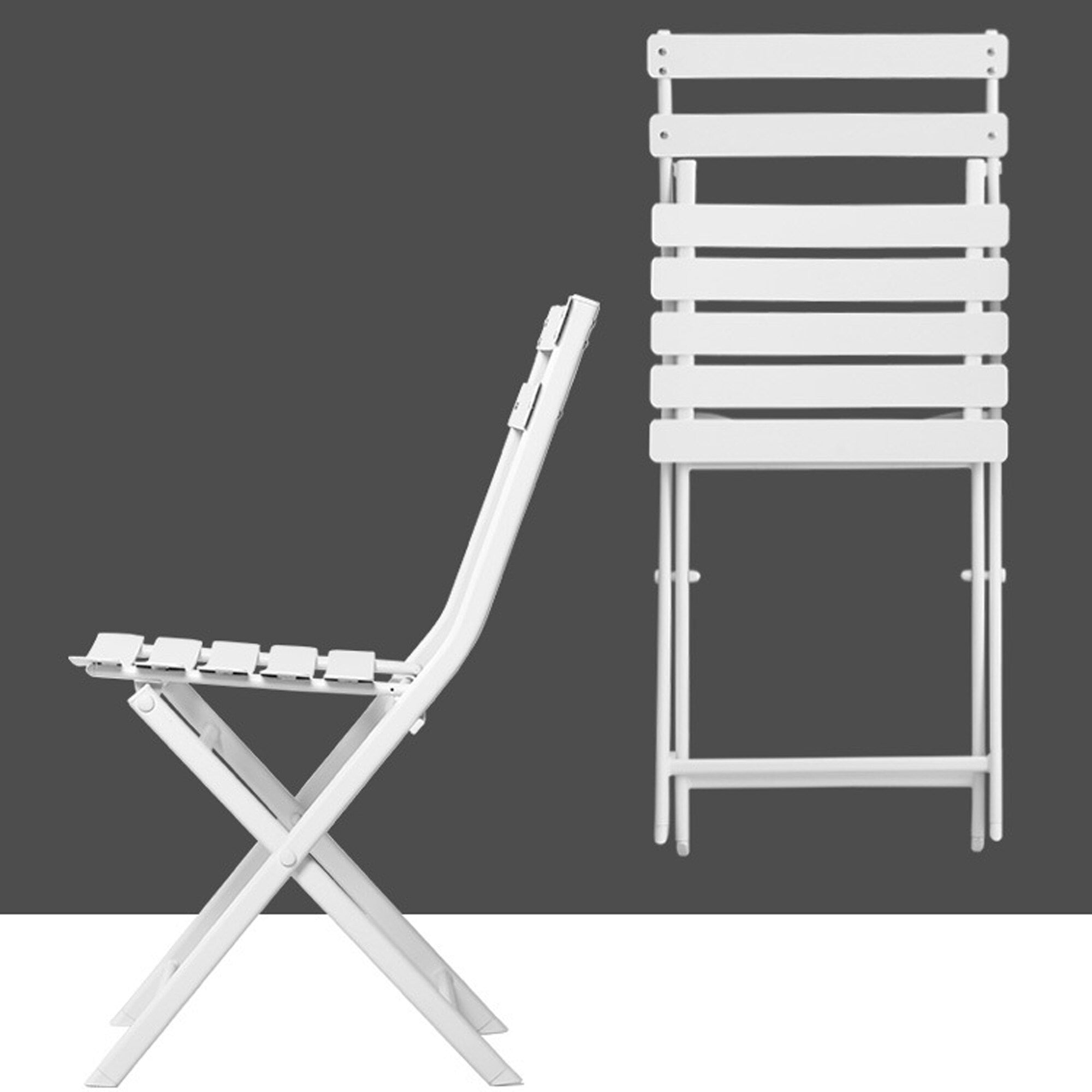 3-Piece Minimalist Patio Bistro Set of Foldable Round Table & Chairs - 3-Piece-Patio-Bistro-Set