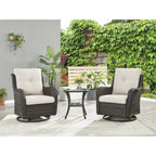 Gymojoy 3 Piece Outdoor Wicker Swivel Rocker with Cushion & Table