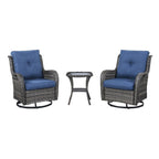 Gymojoy 3 Piece Outdoor Wicker Swivel Rocker with Cushion & Table