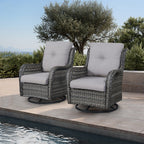 Gymojoy 3 Piece Outdoor Wicker Swivel Rocker with Cushion & Table