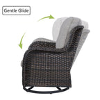 Gymojoy 3 Piece Outdoor Wicker Swivel Rocker with Cushion & Table