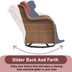 Gymojoy 3 Piece Outdoor Wicker Swivel Rocker with Cushion & Table