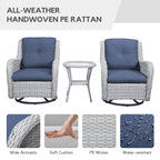 Gymojoy 3 Piece Outdoor Wicker Swivel Rocker with Cushion & Table