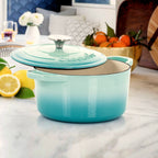3 Quart Enameled Cast Iron Dutch Oven in Arctic Teal
