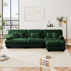 3-Seat Modular Sectional Sofa Deep Seat Couch L Shaped Cloud Couch with Convertible Ottoman for Living Room
