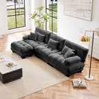 3-Seat Modular Sectional Sofa Deep Seat Couch L Shaped Cloud Couch with Convertible Ottoman for Living Room