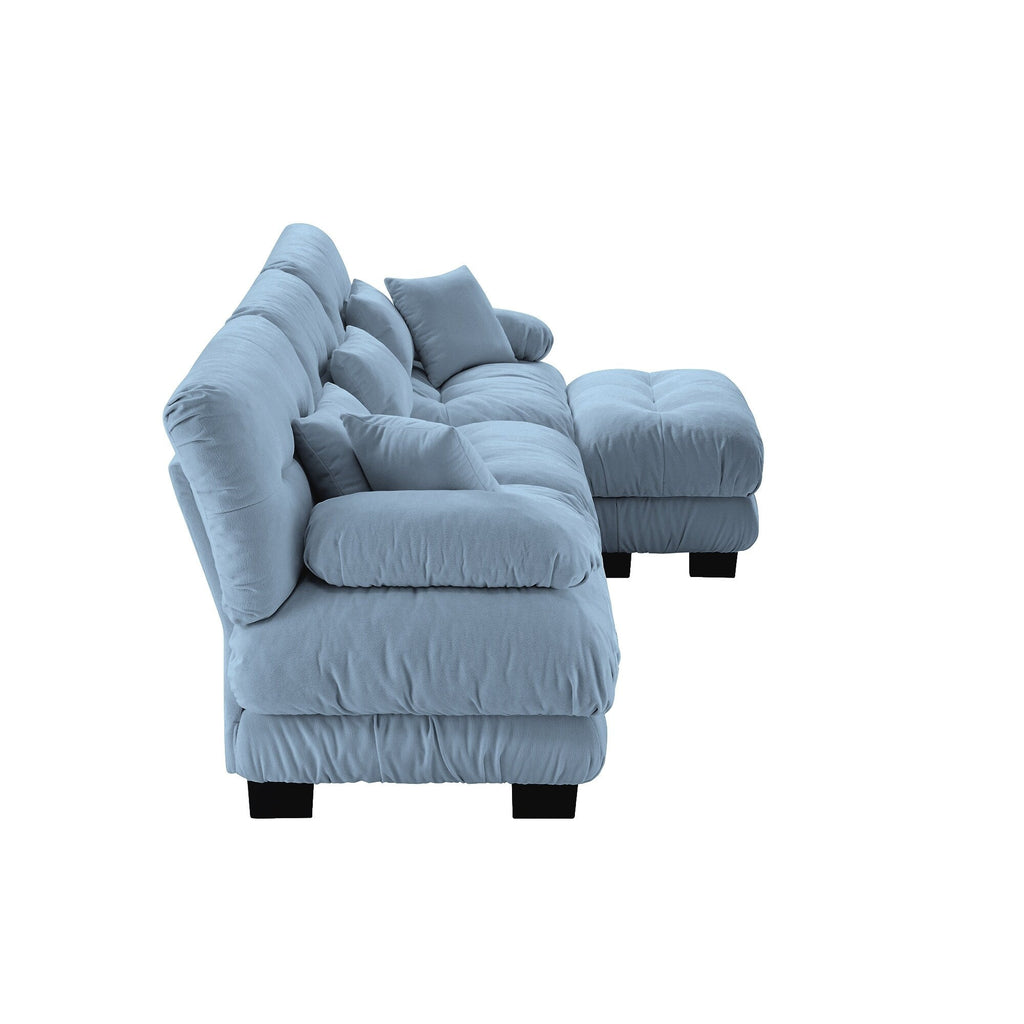 3-Seat Modular Sectional Sofa Deep Seat Couch L Shaped Cloud Couch with Convertible Ottoman for Living Room