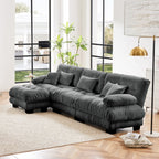 3-Seat Modular Sectional Sofa Deep Seat Couch L Shaped Cloud Couch with Convertible Ottoman for Living Room
