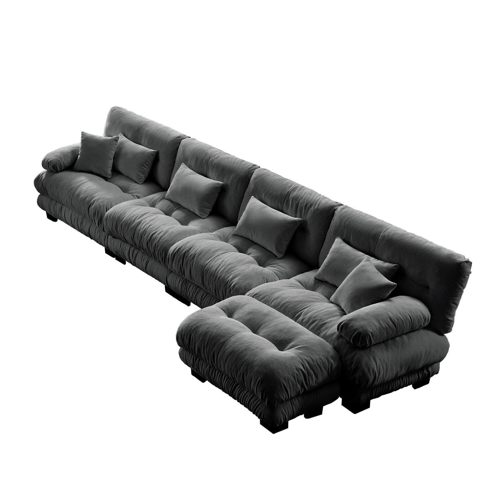 3-Seat Modular Sectional Sofa Deep Seat Couch L Shaped Cloud Couch with Convertible Ottoman for Living Room