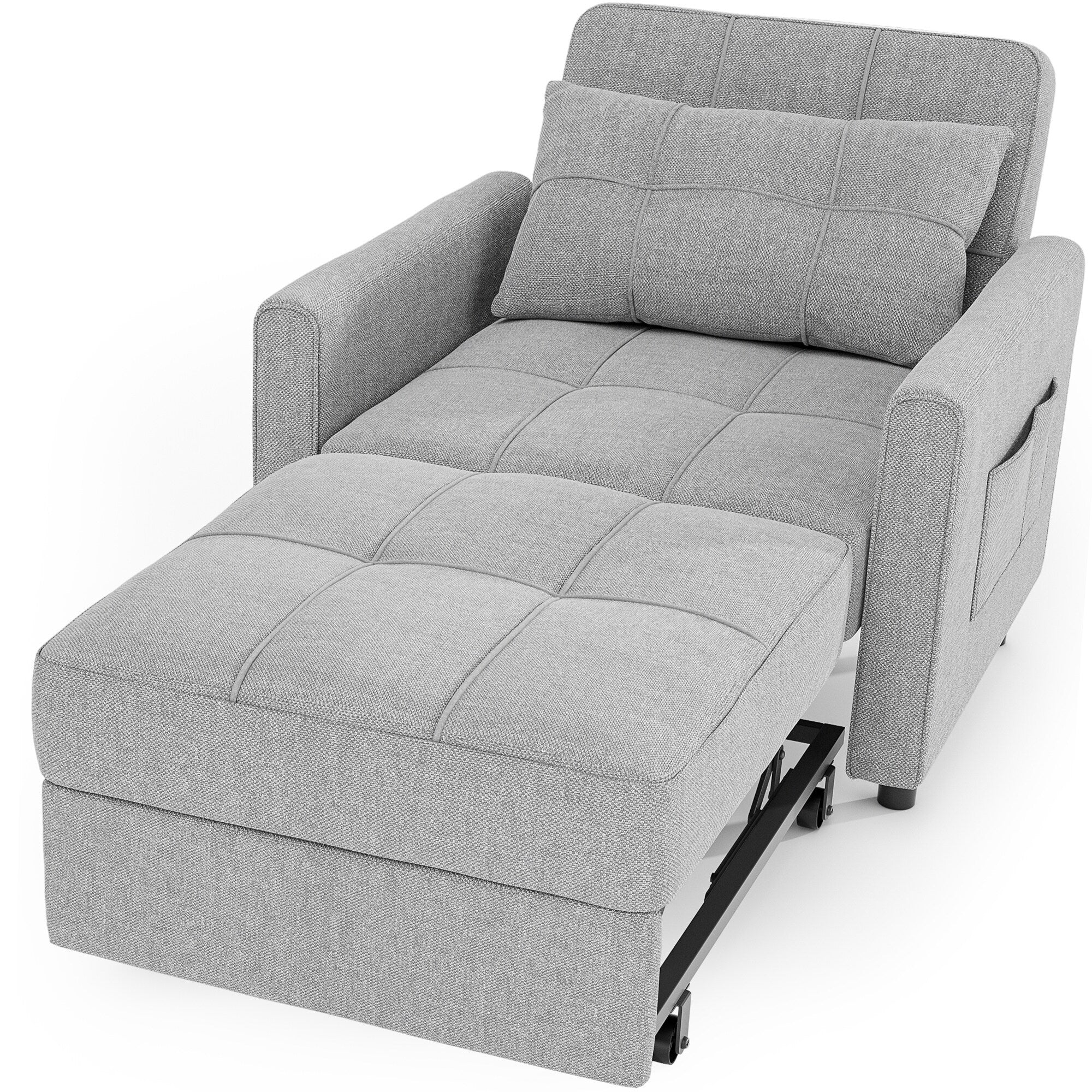 3-in-1 Pull-Out Sofa Bed Sleeper Chair , Convertible Adjustable Foldable Upholstered Lounge Couch