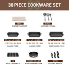 30-Piece Kitchen Granite Cookware and Bakeware Set, Cooking Pans Set Non-Stick Pots and Pans Set