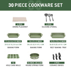 30-Piece Kitchen Granite Cookware and Bakeware Set, Cooking Pans Set Non-Stick Pots and Pans Set