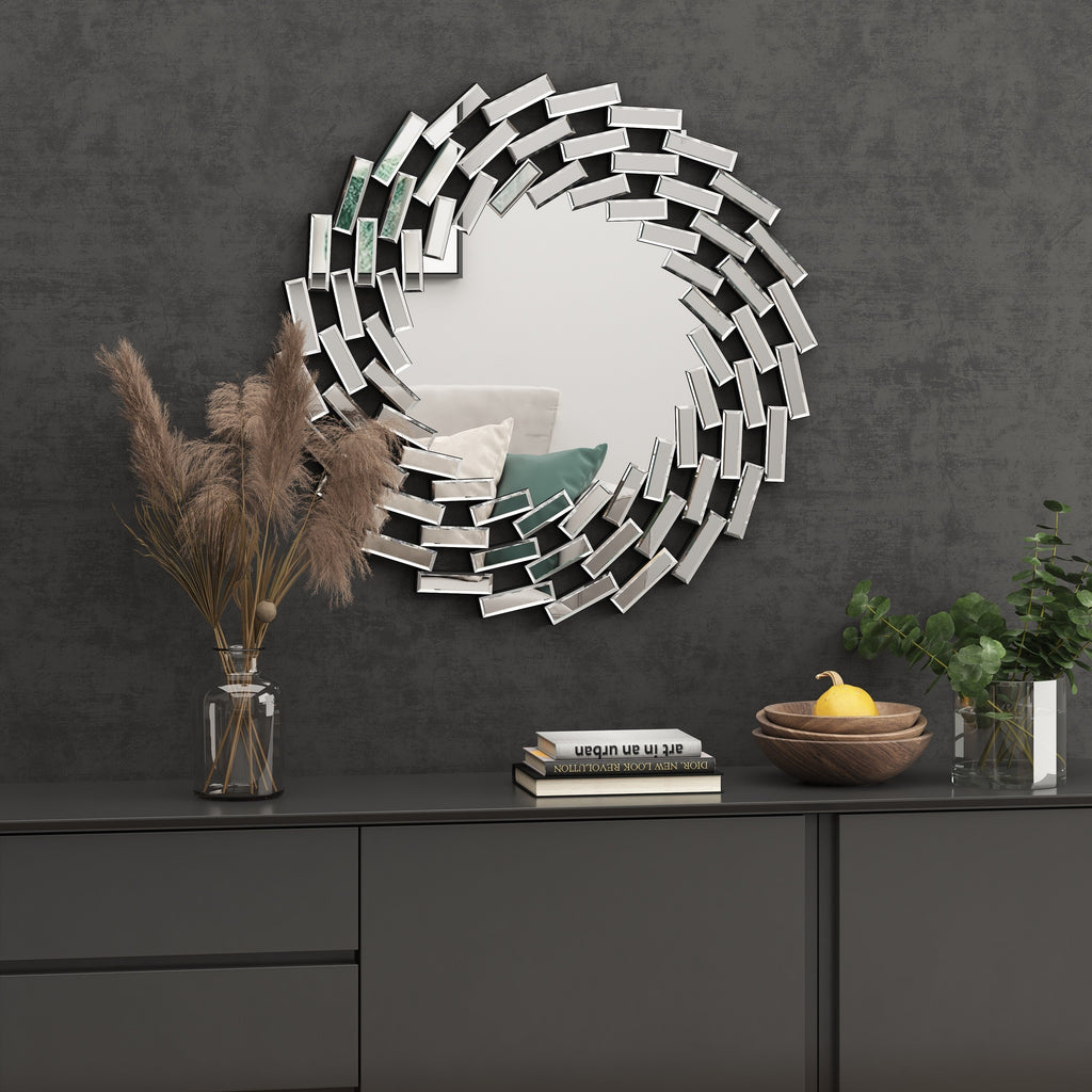 Sunburst Shape Wall Mirror Round Accent Mirror