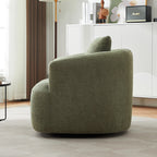 360¡ã Swivel Chair, 38.2 Boucle Accent Chair with Throw Pillow, Upholstered Barrel Sofa Chair with Curved Armrests