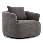 360¡ã Swivel Chair, 38.2 Boucle Accent Chair with Throw Pillow, Upholstered Barrel Sofa Chair with Curved Armrests