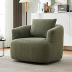 360¡ã Swivel Chair, 38.2 Boucle Accent Chair with Throw Pillow, Upholstered Barrel Sofa Chair with Curved Armrests