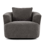 360¡ã Swivel Chair, 38.2 Boucle Accent Chair with Throw Pillow, Upholstered Barrel Sofa Chair with Curved Armrests