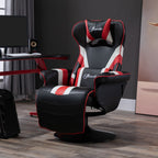 360¡ã Swivel Racing Style Gaming Recliner Chair with Lumbar Support, Footrest and Dual Cup Holders for Game Room
