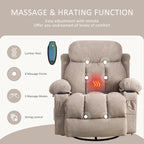 360¡ã Swivel Recliner Chair with Massage, Heat, USB, and Cup Holders