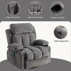 360¡ã Swivel Recliner Chair with Massage, Heat, USB, and Cup Holders