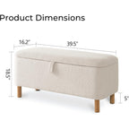 39.5 Off White Boucle Storage Ottoman Bench Sherpa Storage Bench Ottoman Foot Rest End of Bed for Living Room Bedroom,Wood Leg