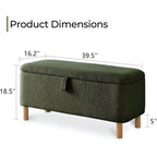 39.5 Off White Boucle Storage Ottoman Bench Sherpa Storage Bench Ottoman Foot Rest End of Bed for Living Room Bedroom,Wood Leg