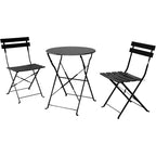3pc Metal Folding Bistro Set, Weather-Resistant Outdoor/Indoor Conversation Set for Patio, Yard, Garden