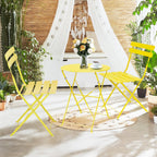 3pc Metal Folding Bistro Set, Weather-Resistant Outdoor/Indoor Conversation Set for Patio, Yard, Garden