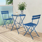 3pc Metal Folding Bistro Set, Weather-Resistant Outdoor/Indoor Conversation Set for Patio, Yard, Garden