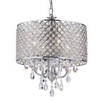 Round Beaded Drum Chandelier with Hanging Crystals